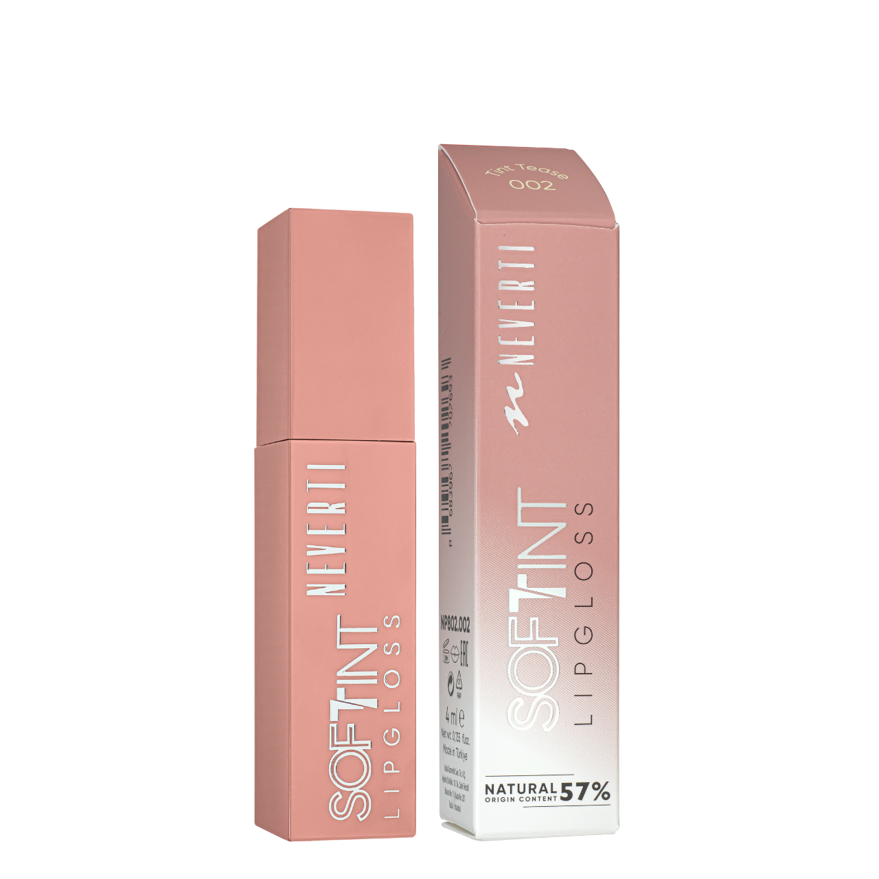 Блиск тінт для губ Neverti Soft Tint Lipgloss NP802 002 Бежевий