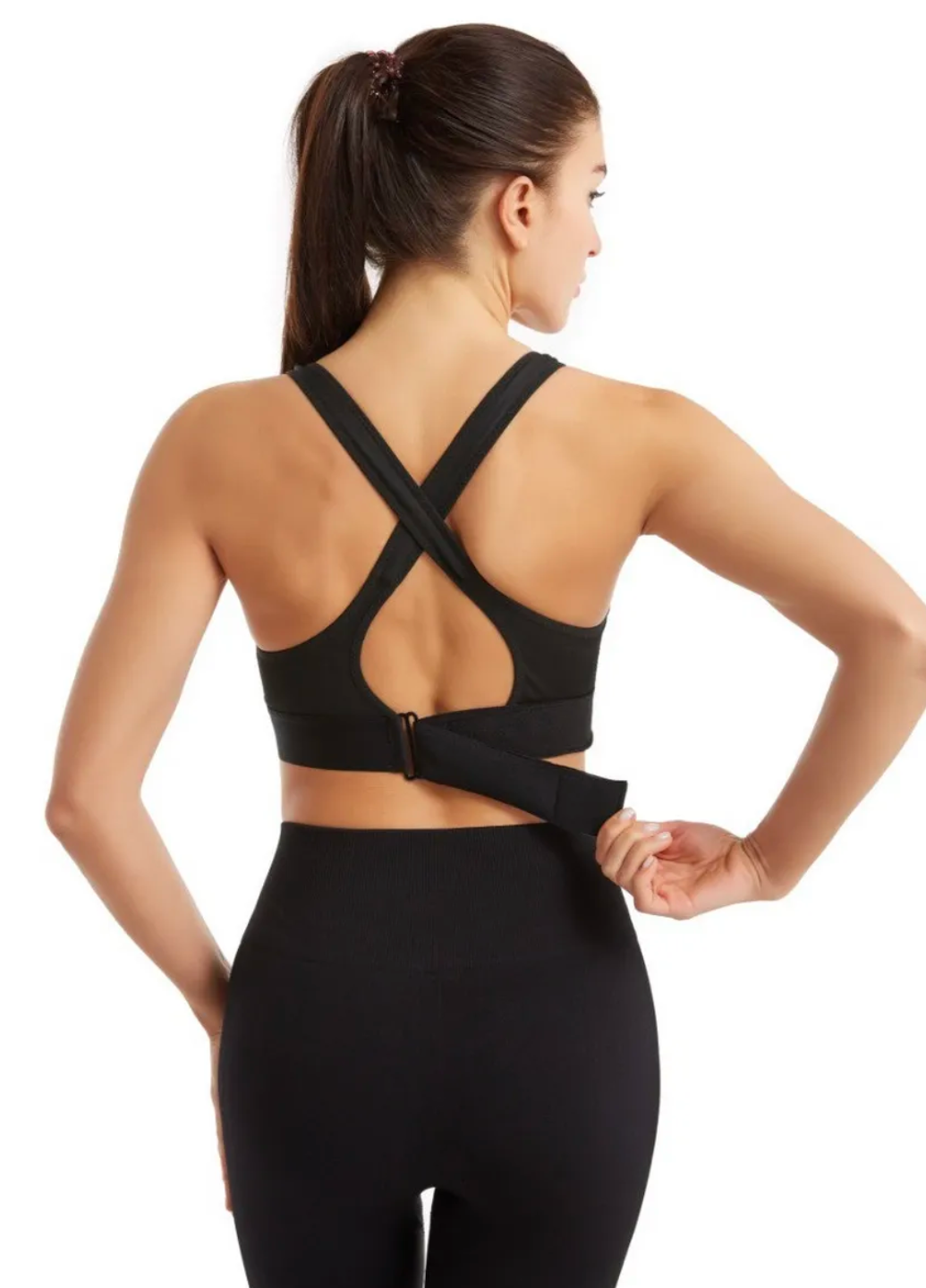 Топ спортивный для большой груди повседневный на молнии спереди S Черный (70181/S) - фото 5