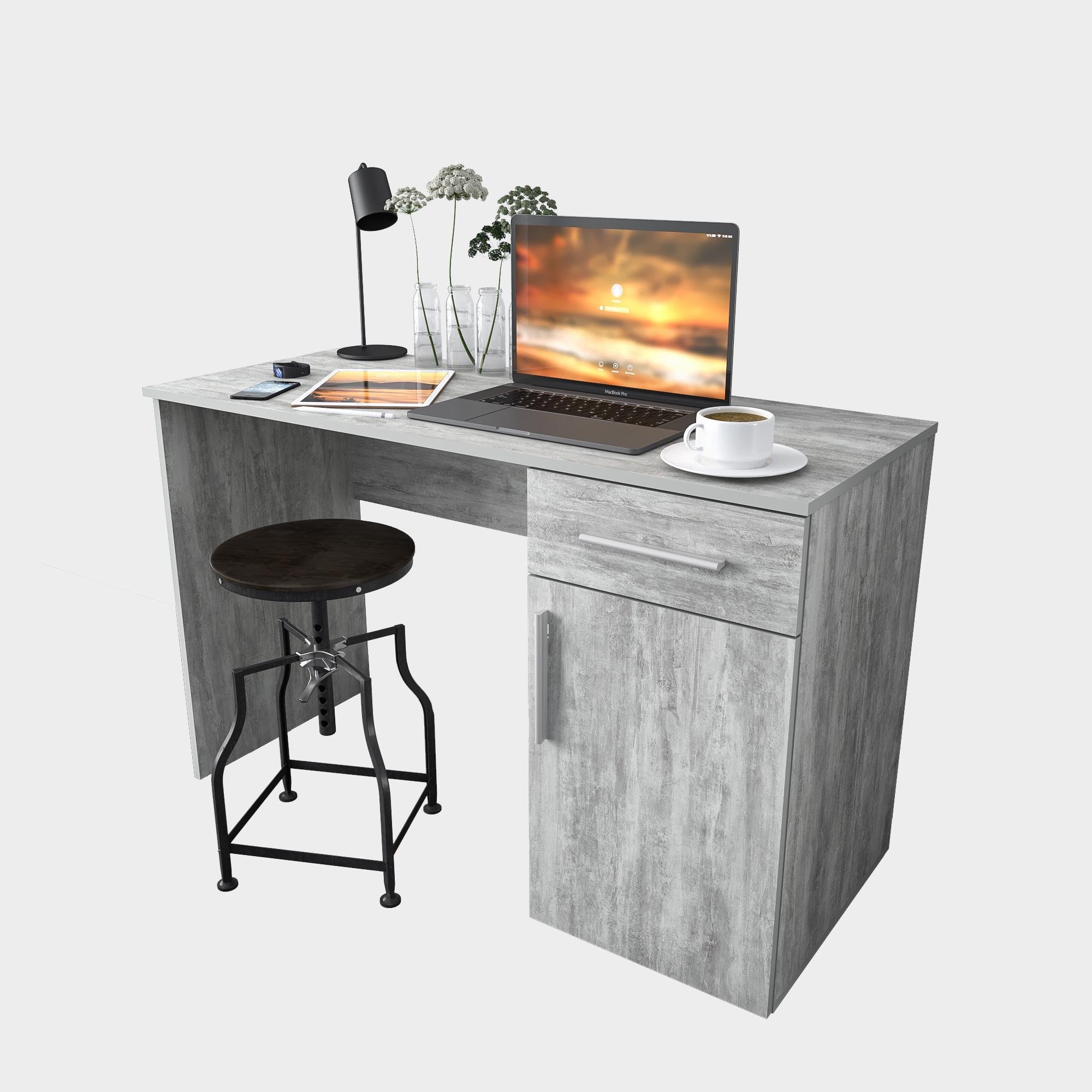 Стол Moreli компьютерный письменный с ящиками и дверцей ST-0003 Бетон - фото 2 Стол Moreli компьютерный письменный с ящиками и дверцей ST-0003 Бетон - фото 2