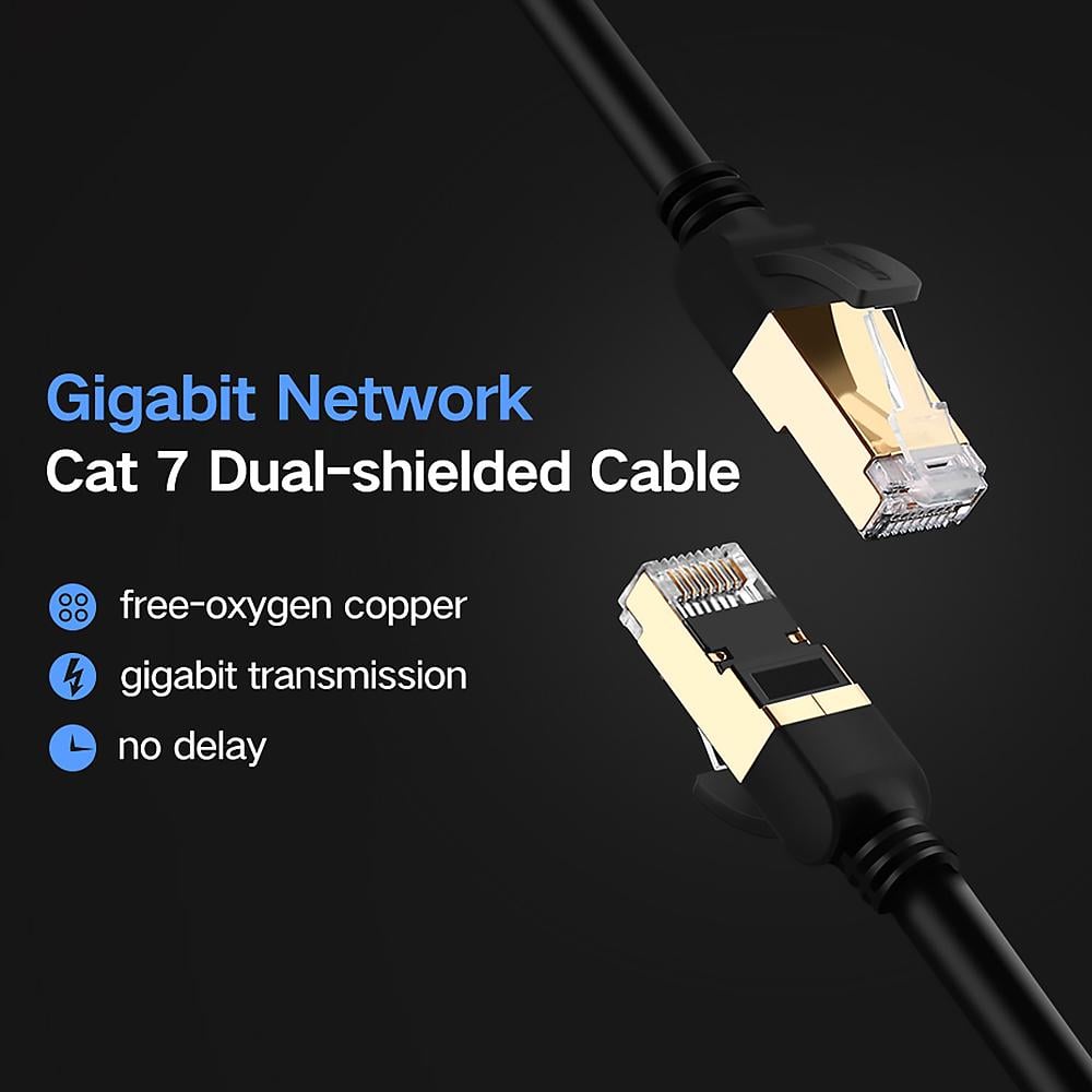 Кабель мережевий патч-корд UGREEN NW107 Cat7 F/FTP 10Gb Round Ethernet Cable 5 м Black (11271) - фото 7