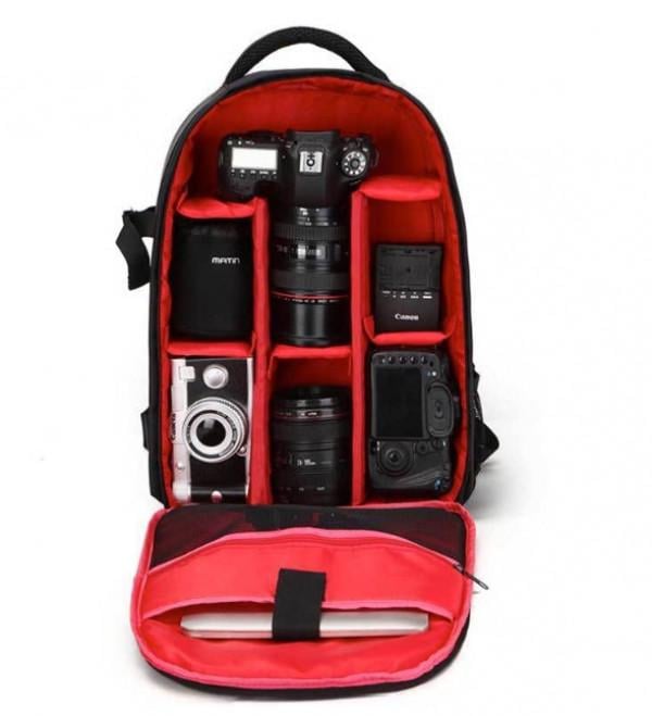 Рюкзак для фототехники с карманом для ноутбука и креплением штатива 43х30х19 см Красный (ФР-1049-2)