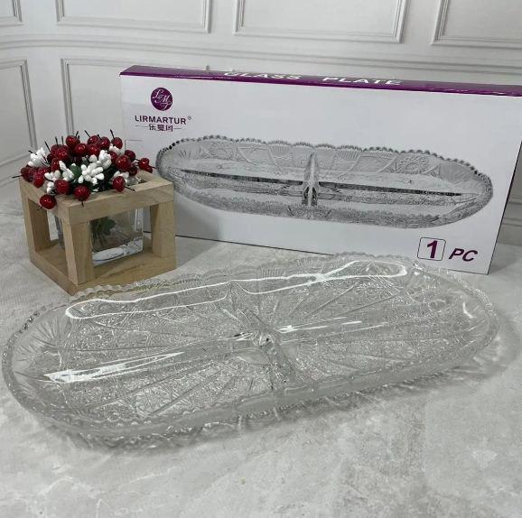 Блюдо-мененица стеклянная для фруктов Helios D-54A Старлайт 335х152 мм