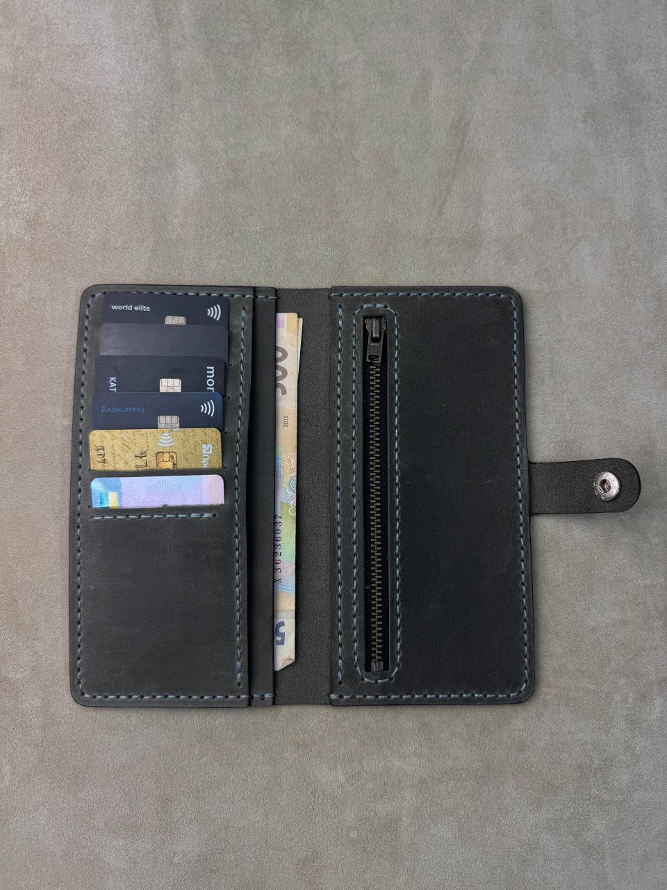 Портмоне чоловіче ручна робота з натуральної шкіри Crazy Horse Сірий (2659474890) - фото 4 Портмоне чоловіче ручна робота з натуральної шкіри Crazy Horse Сірий (2659474890) - фото 4