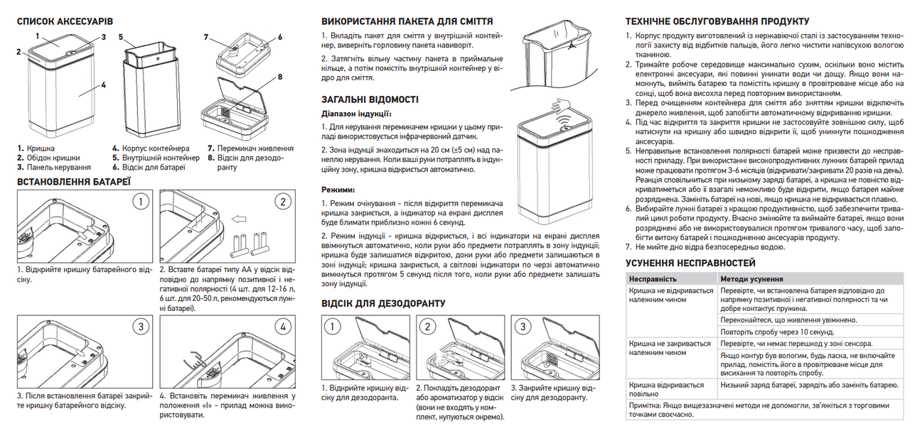 Відро для сміття сенсорне Koer TC-020212-07 прямокутне 12 л Графіт (KR5585) - фото 5 Відро для сміття сенсорне Koer TC-020212-07 прямокутне 12 л Графіт (KR5585) - фото 5