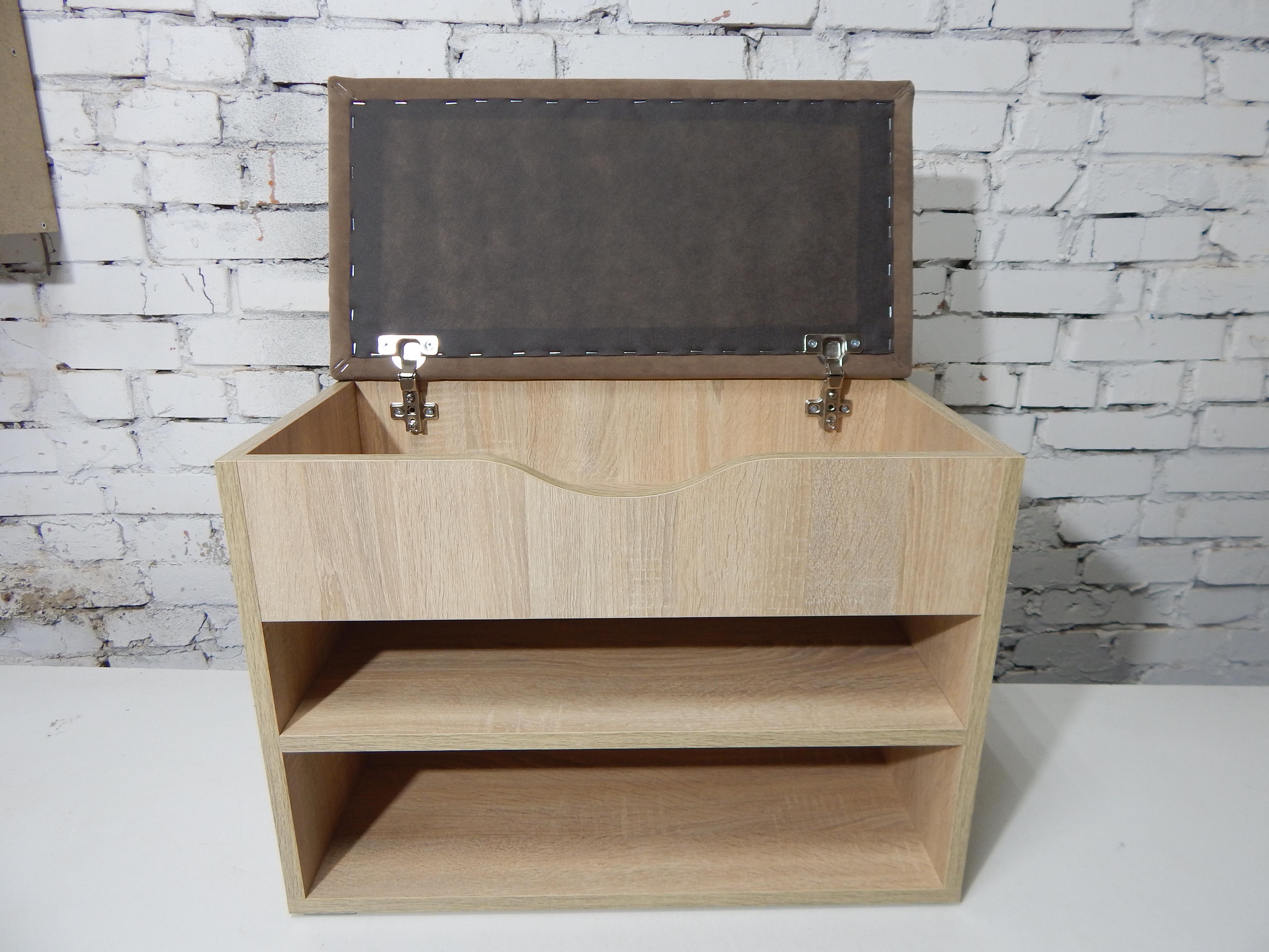 Тумба для обуви ДСП/ткань 30х60х45 см Дубсонома светлый/Какао - фото 3 Тумба для обуви ДСП/ткань 30х60х45 см Дубсонома светлый/Какао - фото 3