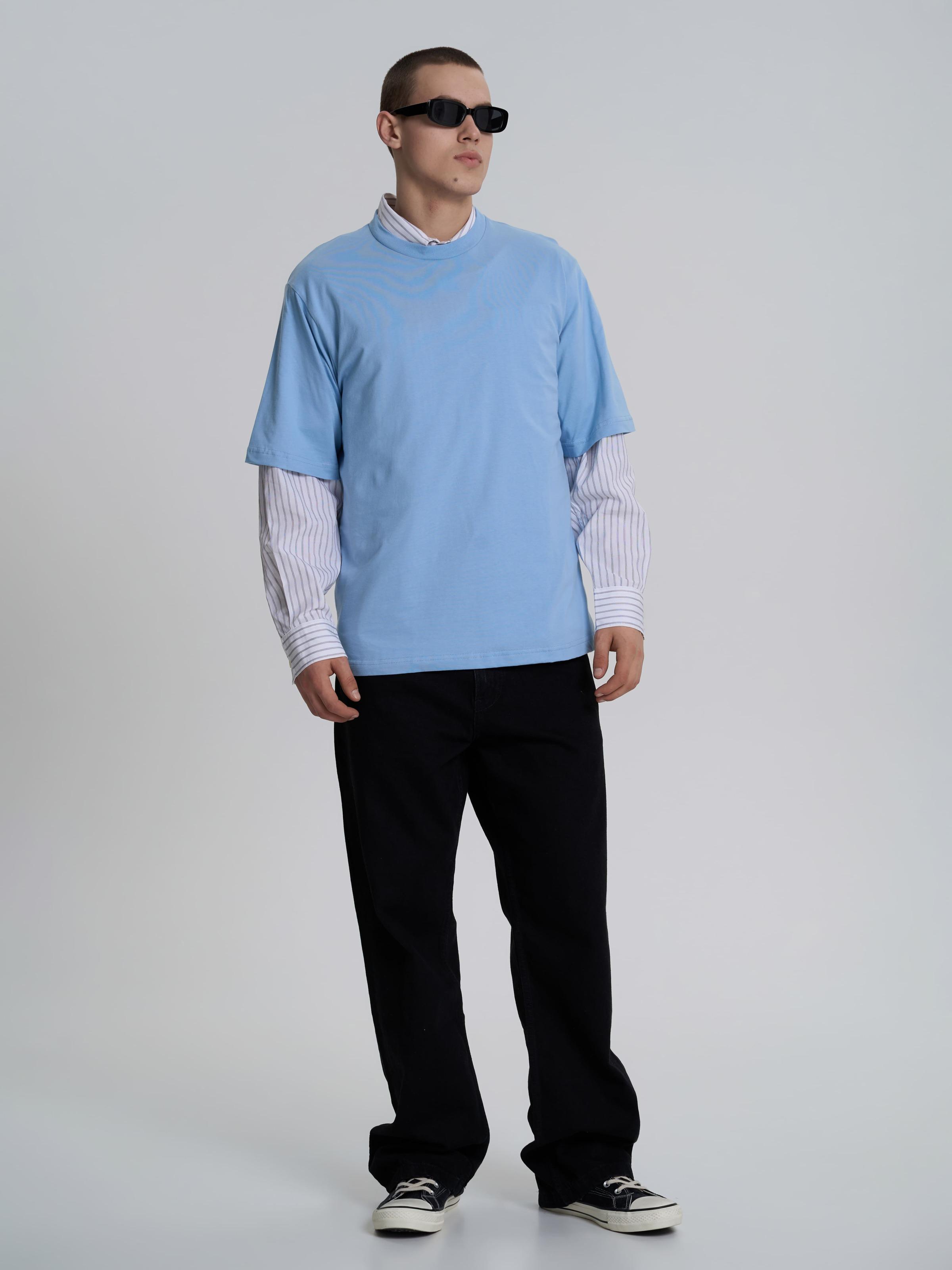 Мужская футболка оверсайз ROZA 211143 M Серо-голубой (4824005731433) - фото 2