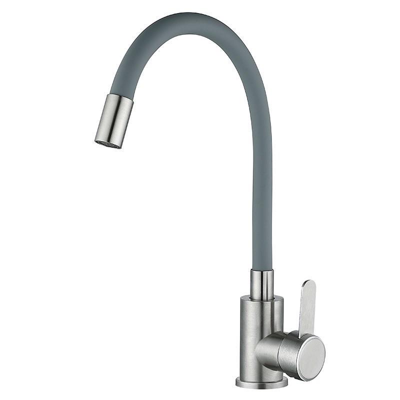 Змішувач для кухні MIXXUS FAN-011 REFL.GRAY із гнучким виливом Сірий (MI6106)