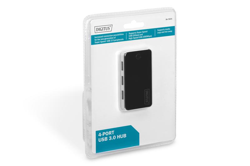 Концентратор Digitus USB 3.0 Hub 4 Port Чорний - фото 7