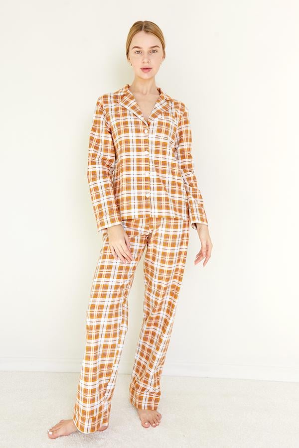 Піжамний костюм фланелевий Forly з брюками XXL Pumpkin (FL0057-99-69_XXL)