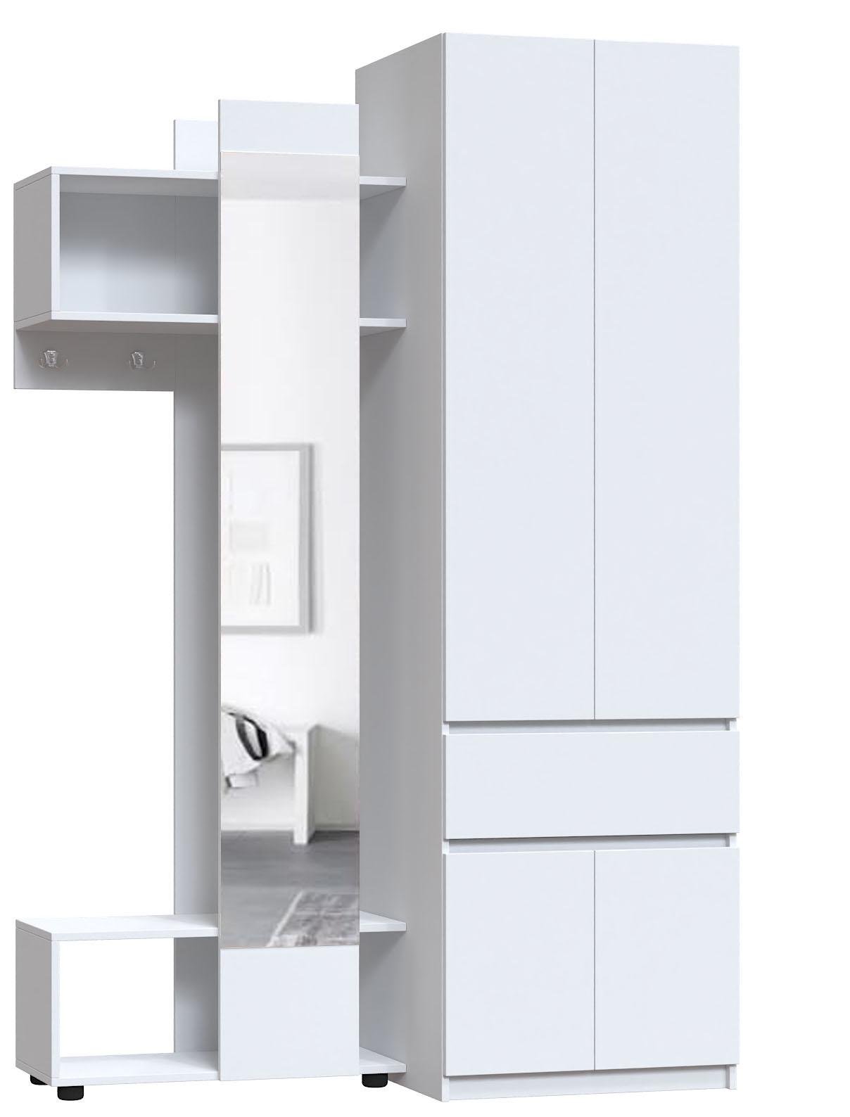 Прихожая Мастер Форм Брайт правосторонняя 1300х520х2000 мм Белый (31811)