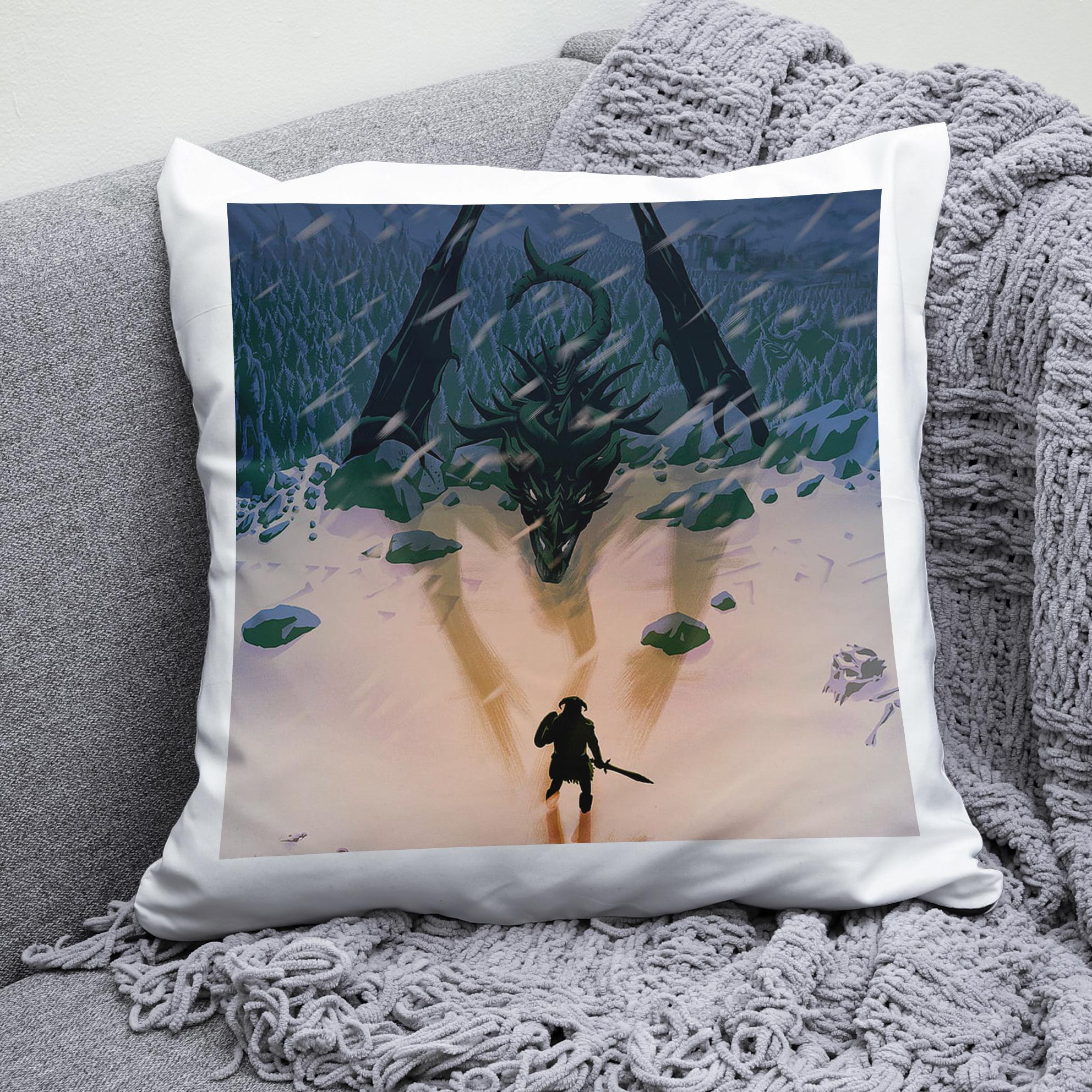 Плюшева подушка квадрат з принтом гри Skyrim