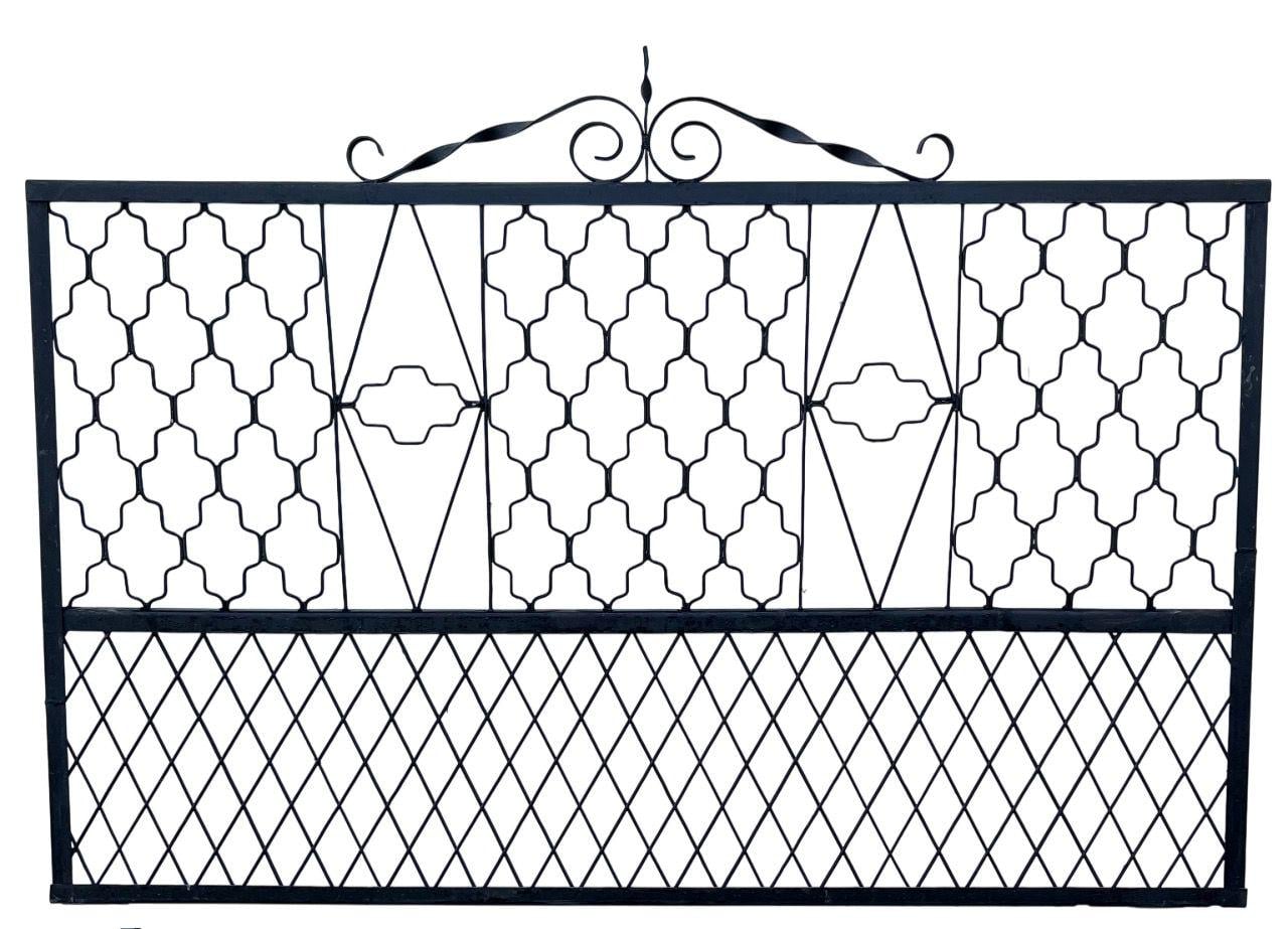 Кованый забор секционный для двора и вольера с декоративными завитками 2000х1200 мм Черный