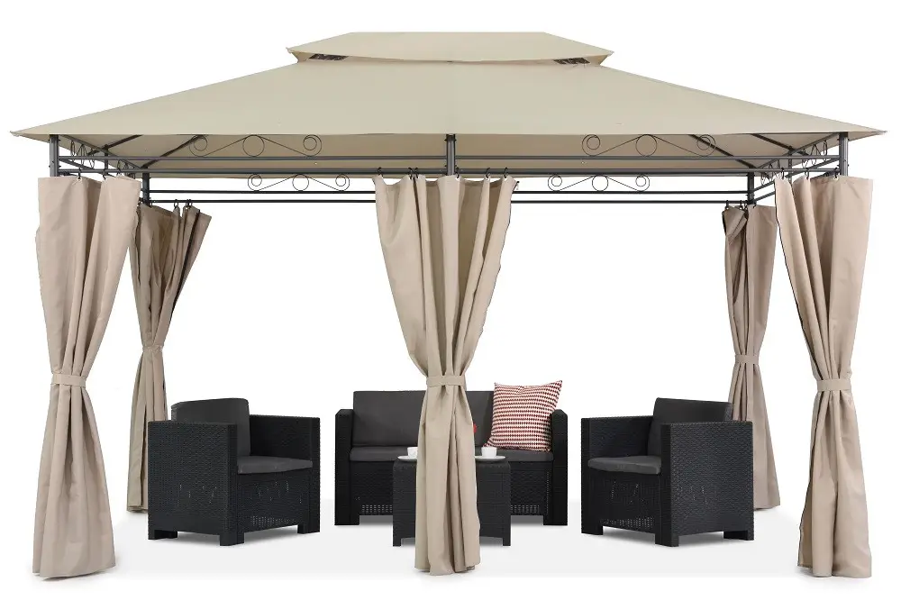 Павильон садовый GardenLine ORION BEIGE с боковыми шторами Бежевый (AN-GLOBE)