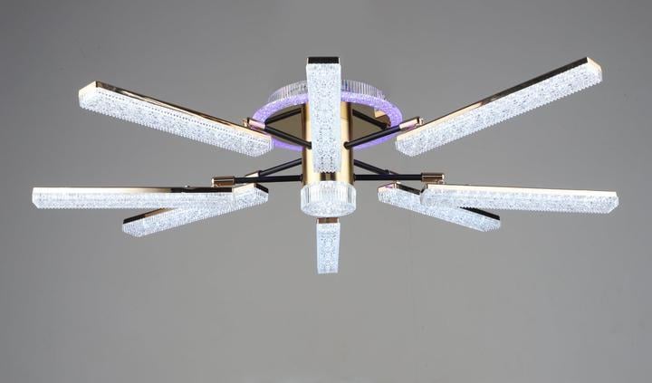 LED-люстра потолочная Sirius с подсветкой и пультом 3000/6500К IP20 B YH1005/8 96W Черно-золотой (28687016)