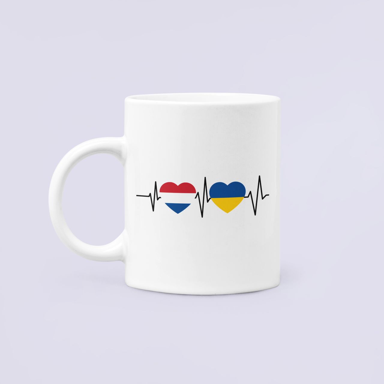 Чашка керамическая с принтом Нидерланды Украина 330 мл Белый