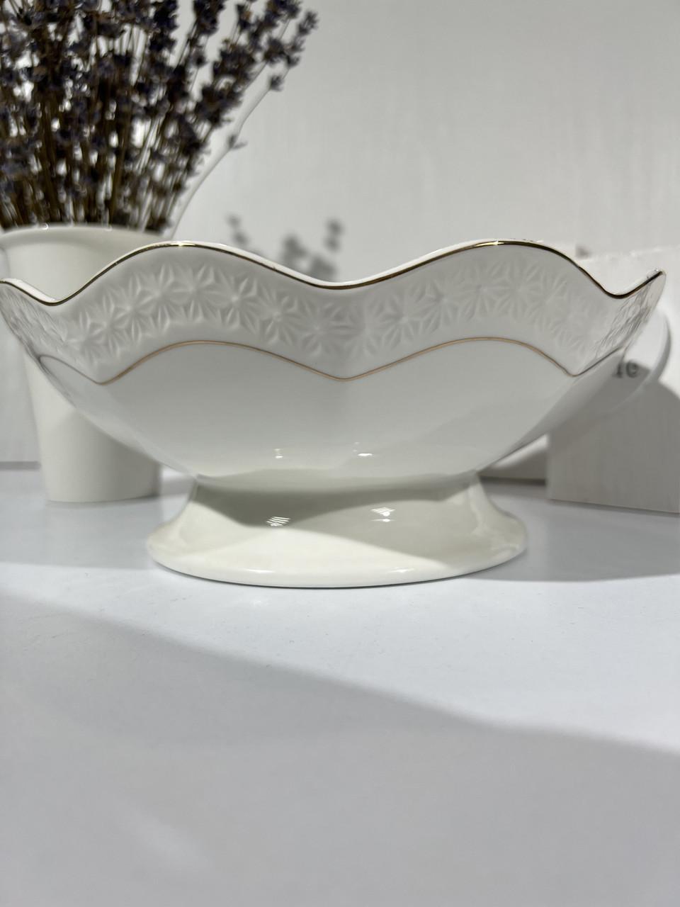 Конфетница фарфоровая Interos Снежная Королева на ножке 1300 мл 23,2 см (1423-A) - фото 4 Конфетница фарфоровая Interos Снежная Королева на ножке 1300 мл 23,2 см (1423-A) - фото 4