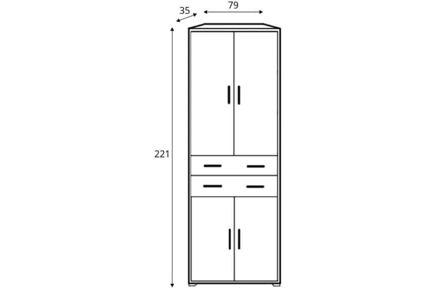 Пенал-шкаф офисный Gerbor Holding Офис-Лайн REG4D2S/220 Дуб сонома - фото 3