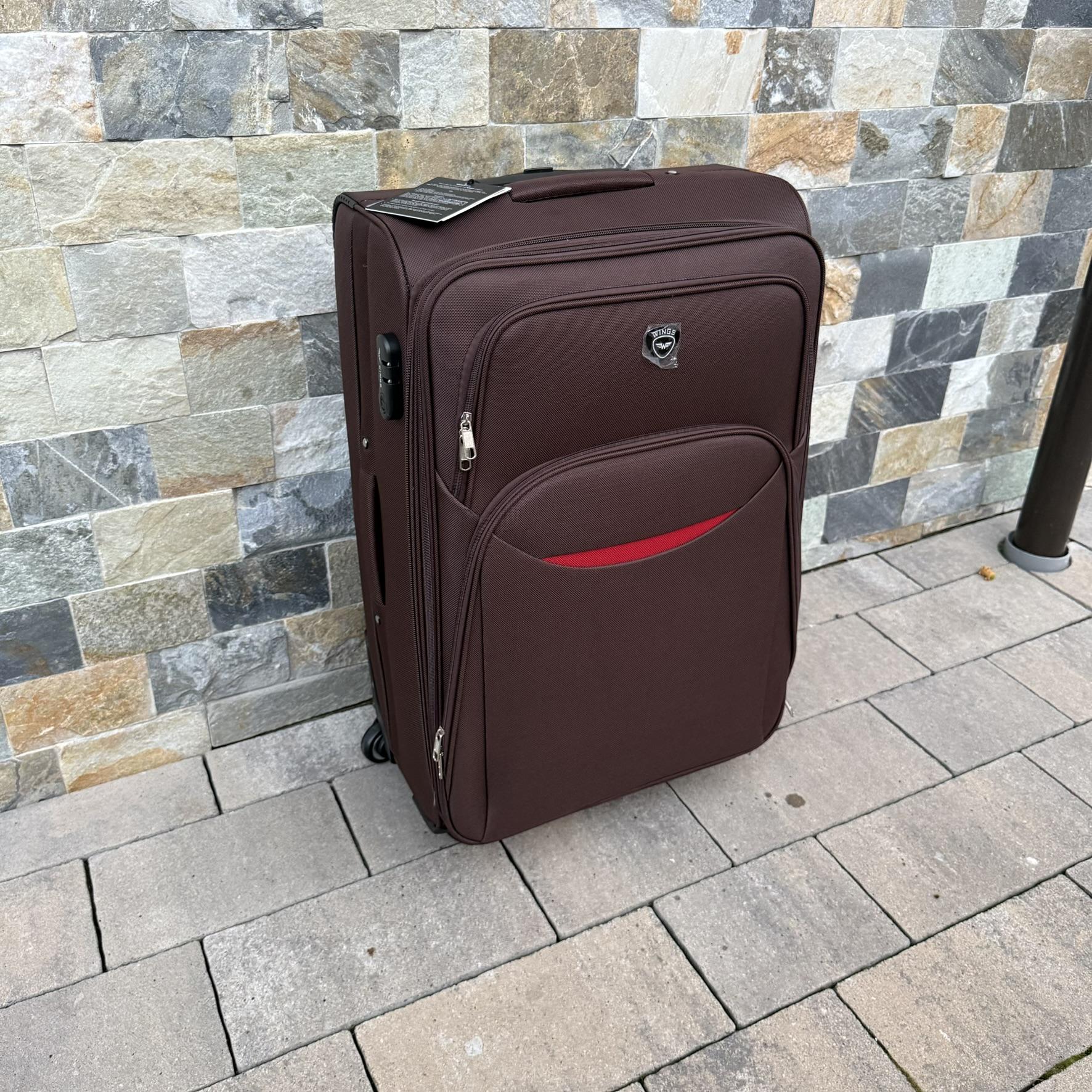 Валіза тканинна Wings 1708 на 4 колесах L Коричневий (30485125) - фото 4