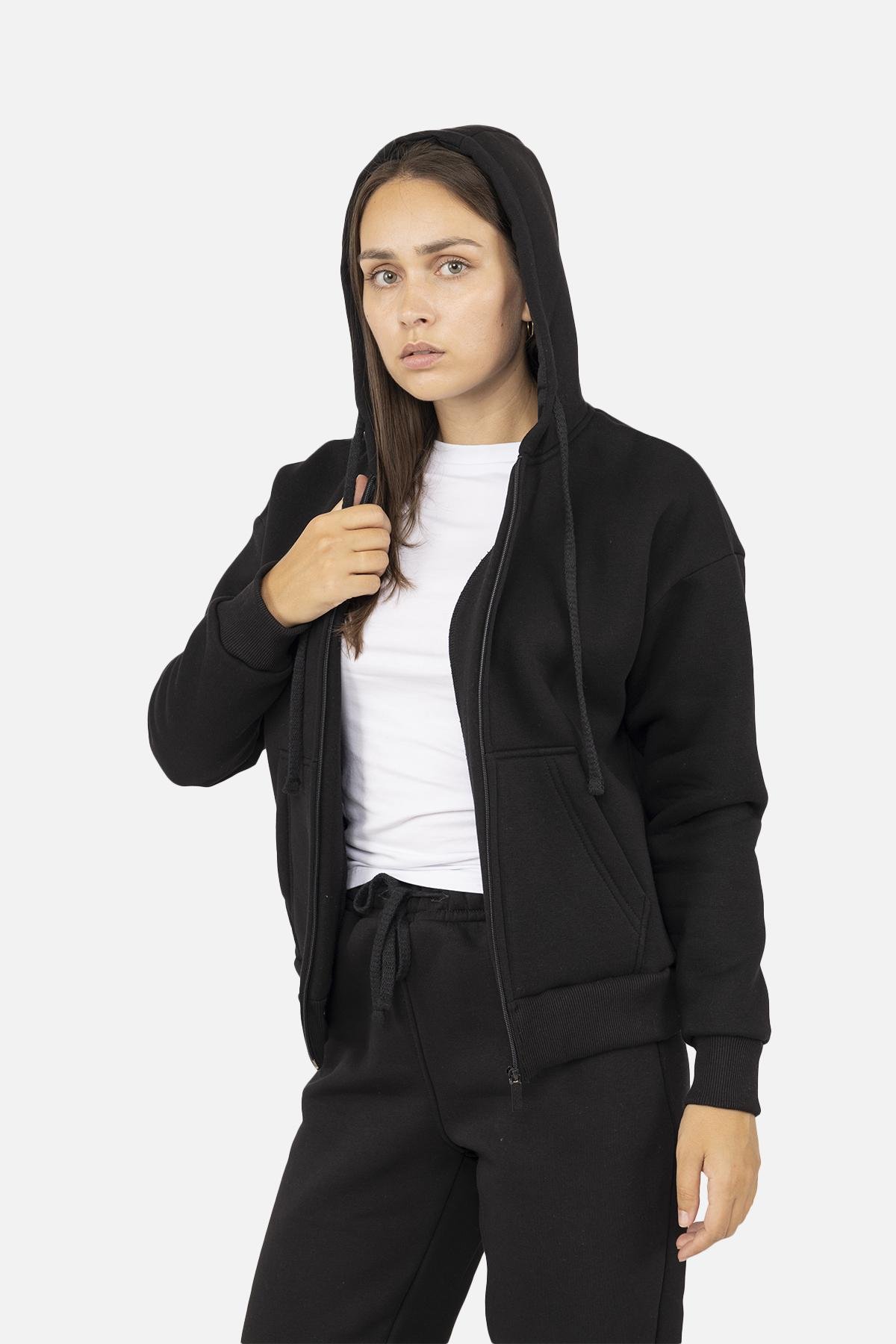 Толстовка жіноча ЦБ-00254554 р. 48 Чорний (SKT001004589) - фото 3 Толстовка жіноча ЦБ-00254554 р. 48 Чорний (SKT001004589) - фото 3