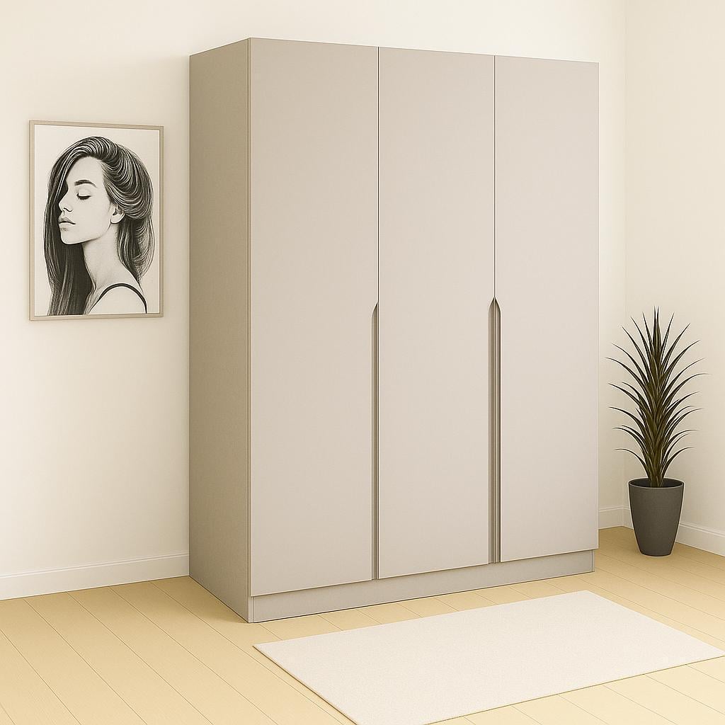 Шкаф распашной  SENAM ШР6 V фрезерованная ручка 2600х1400х450 мм корпус ДСП Кашемир/фасад МДФ NCS S 2002-Y50R Шелковистый мат (ШР6.26.45.14.ФР.4)