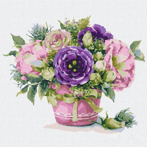 Картина по номерам Идейка Очаровательная эустома 30х30 см в термопакете (КНО2973-mt)