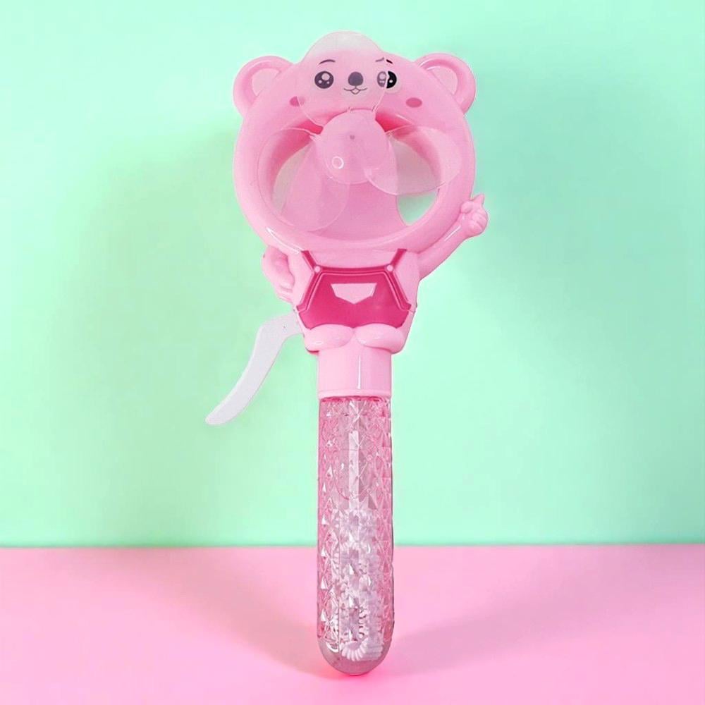 Мыльные пузыри Мишка с механическим вентилятором 2в1 21 см Розовый (51-рож-34585)