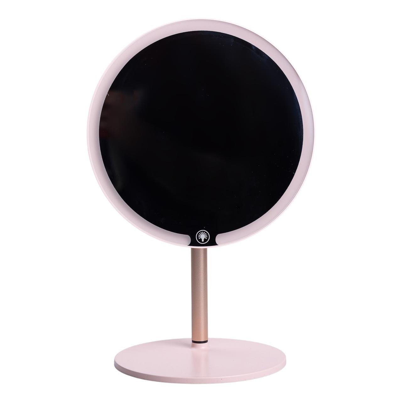Дзеркало косметичне з підсвічуванням кругле настільне 21 см рожевий (6886)