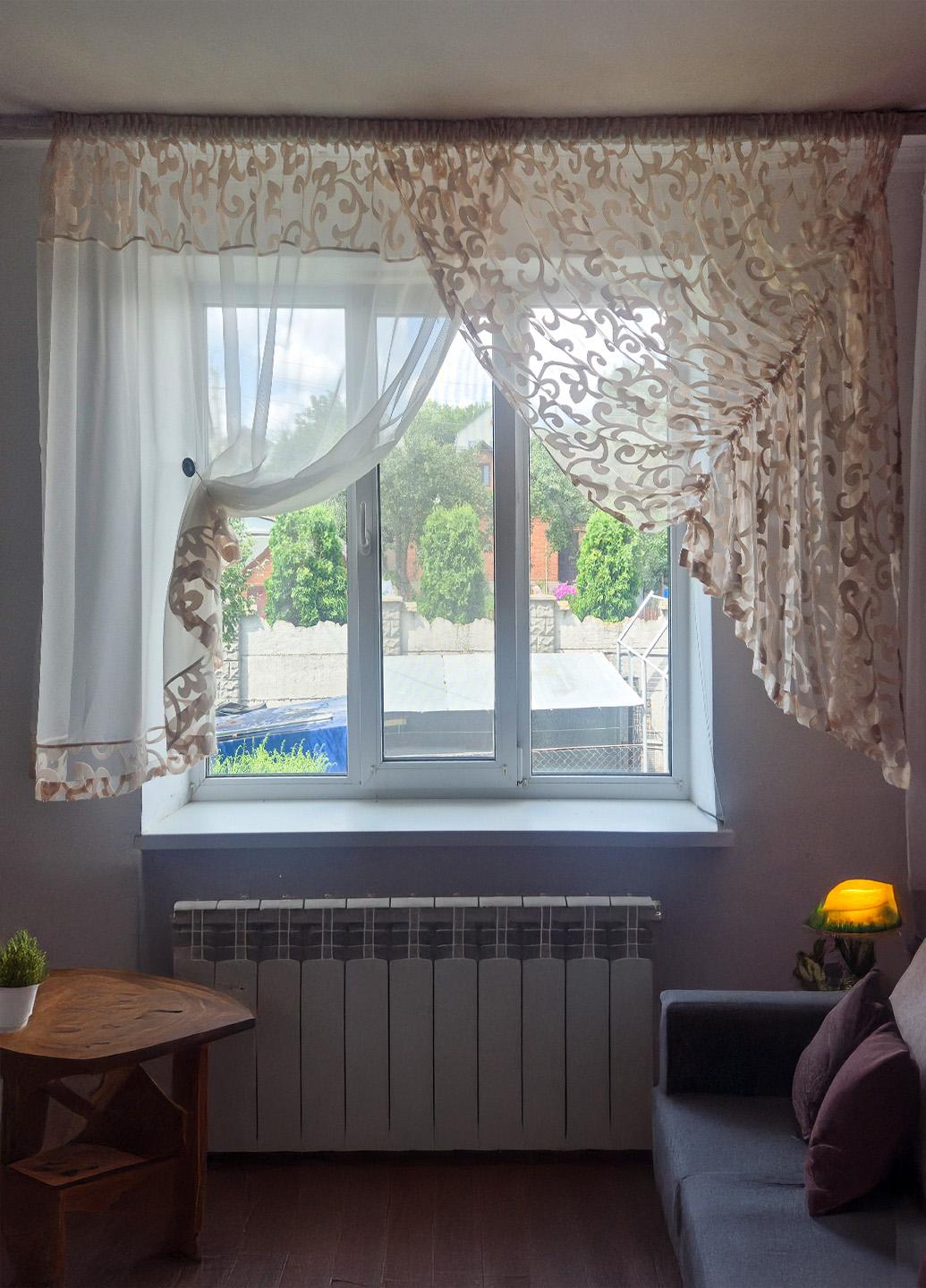 Комплект тюля до подоконника Firanka Завитки карниз 200 см Бежевый (77к)