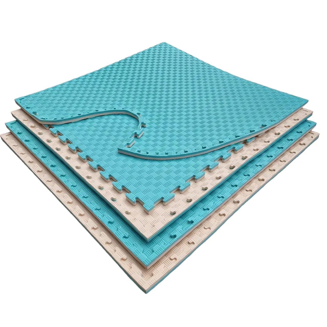 Мат спортивний ТАТАМІ EVA 1000х1000х20 мм Бежево-бірюзовий