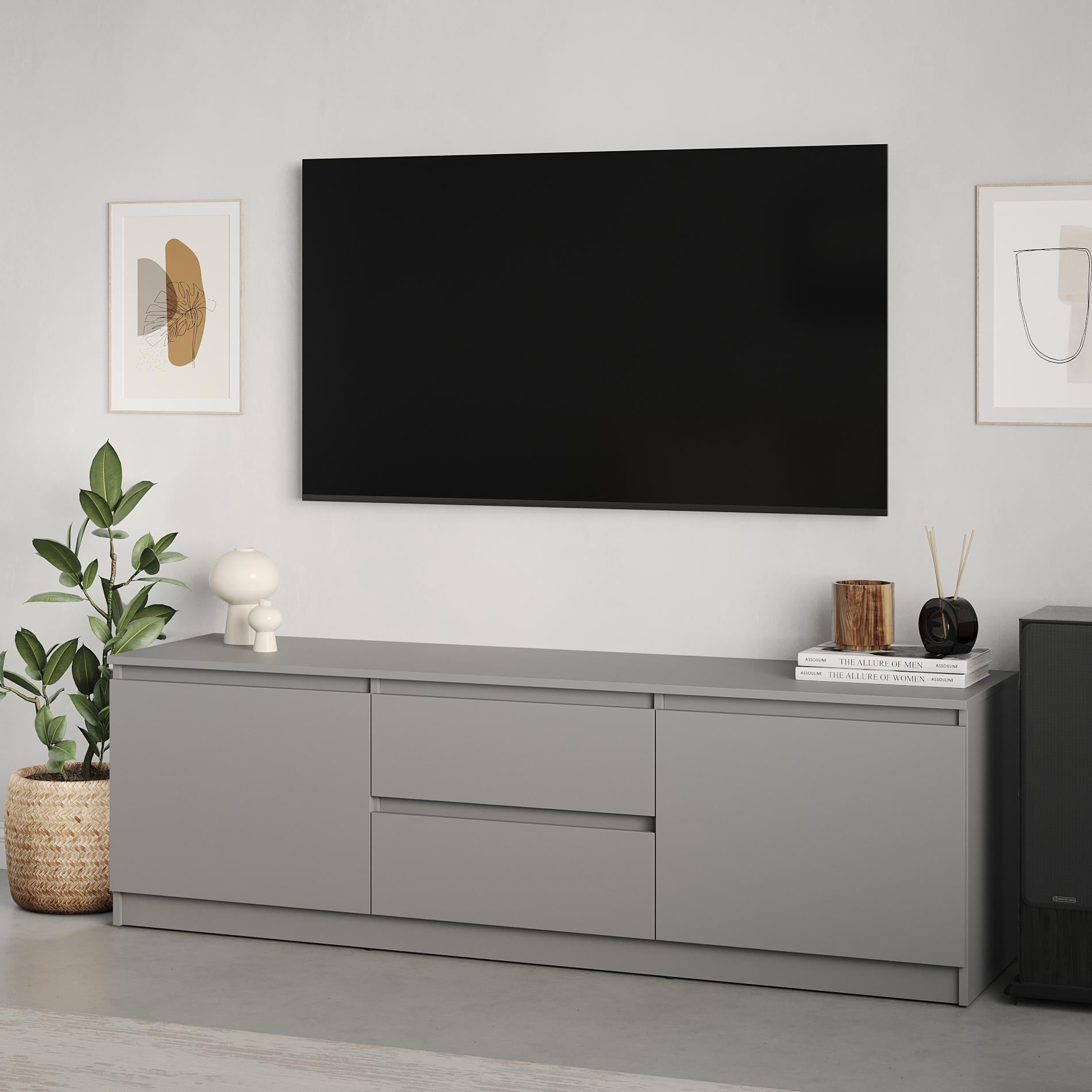 Тумба под телевизор MebelStar Нео 2Ш2Д 150x43x53 см Серая мышка (MBS-1256)