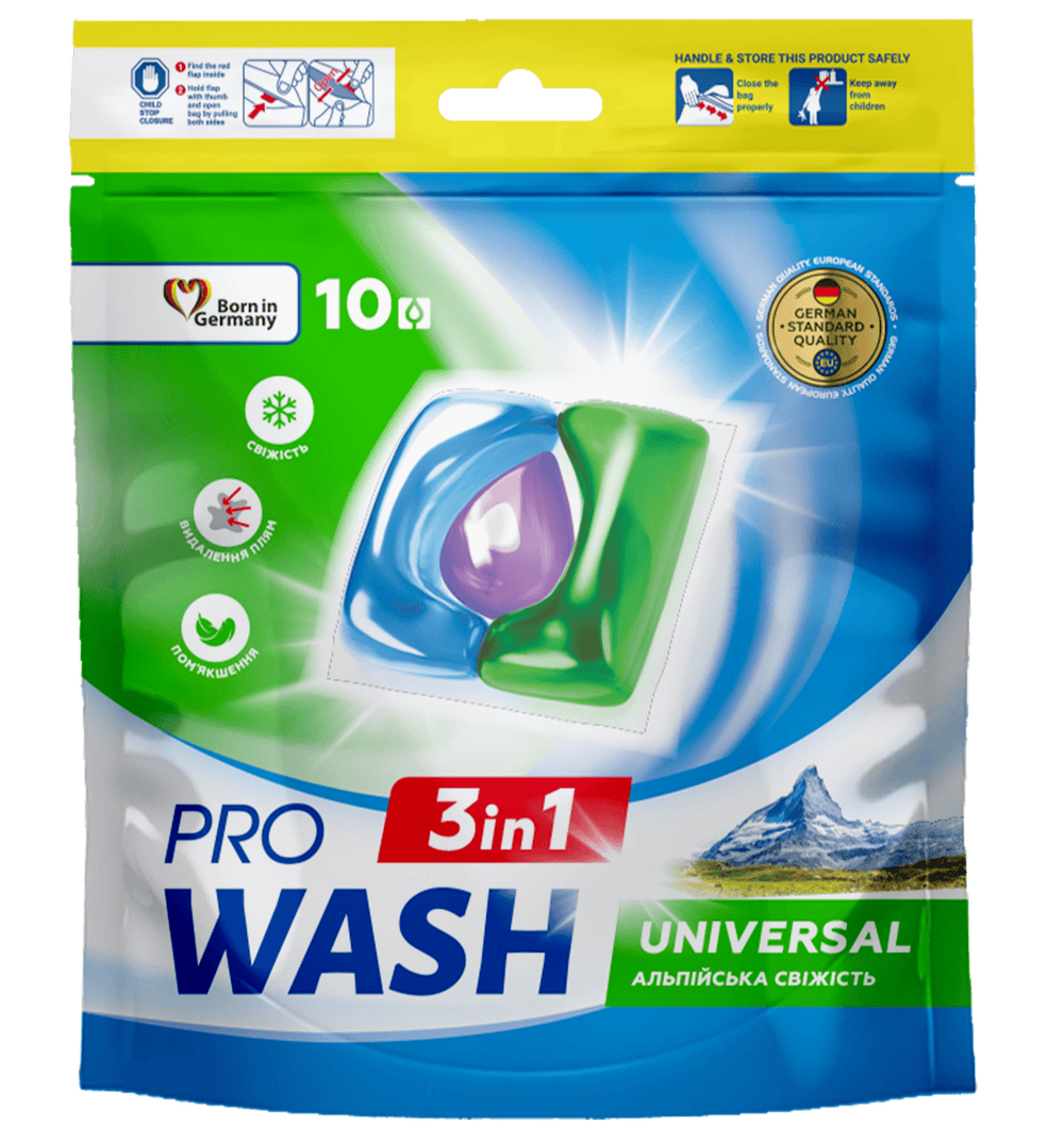 Засіб для прання ProWASH Альпійська свіжість 10 шт. у вигляді капс. - фото 1 Засіб для прання ProWASH Альпійська свіжість 10 шт. у вигляді капс. - фото 1