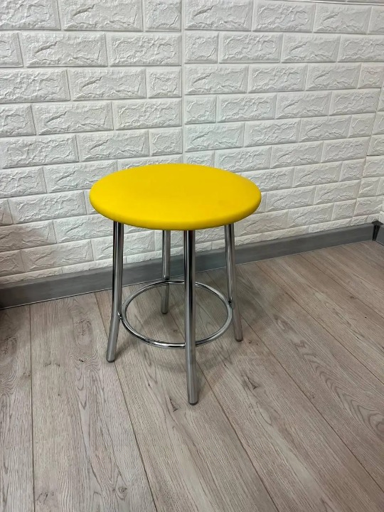 Табурет кухонний TEDDY металевий з м'яким сидінням 35х45 см Жовтий/Хром (28374213)