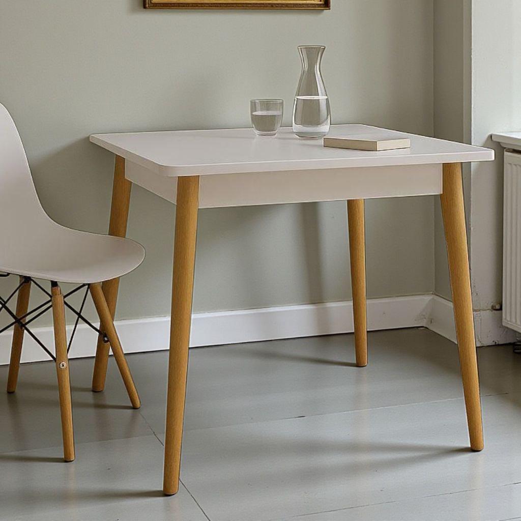 Обеденный стол на деревянных ножках Маями-2 2 мм 90x60x73 см Белый