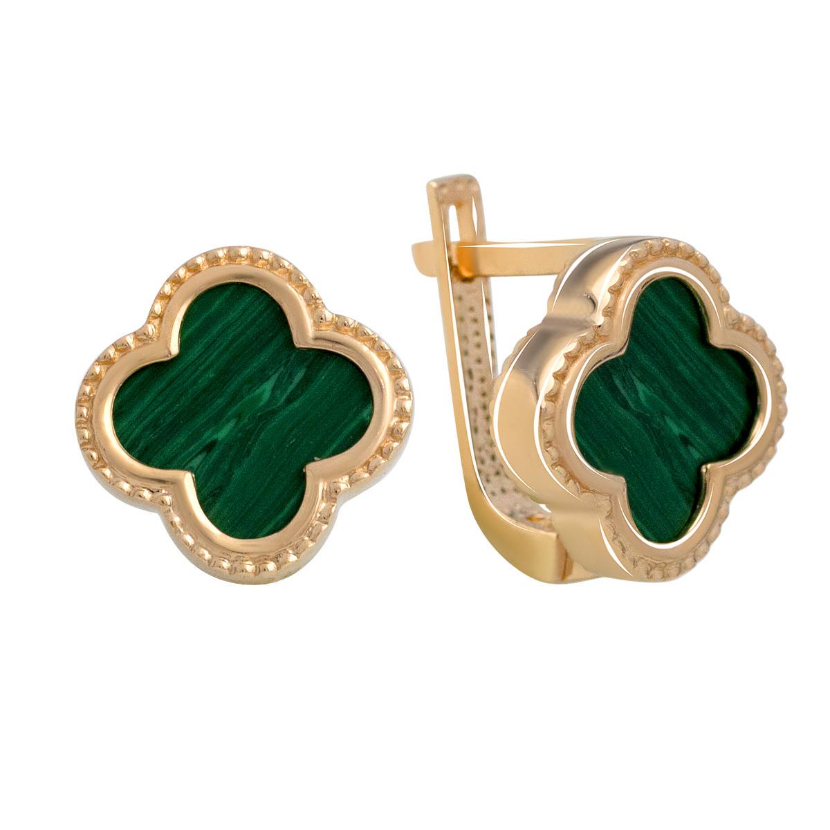 Золотые серьги с малахитом (60001659)