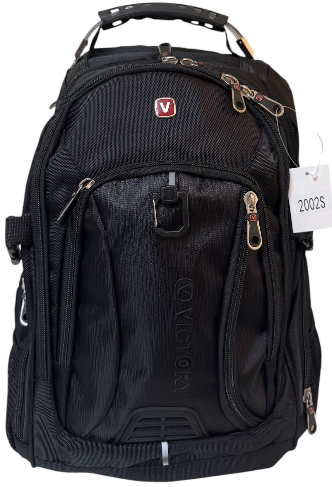 Рюкзак тканинний Victory ортопедичний з металевою ручкою/дощовик/usb шнур Чорний (2002M) - фото 2 Рюкзак тканинний Victory ортопедичний з металевою ручкою/дощовик/usb шнур Чорний (2002M) - фото 2