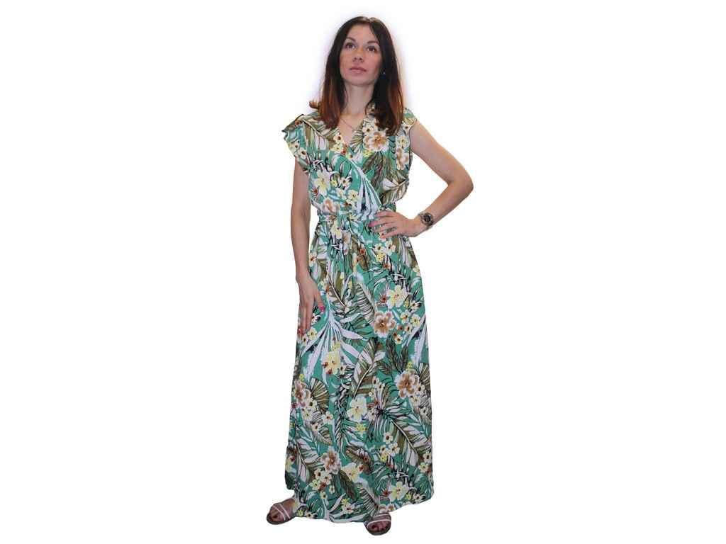 Платье Yasili 8915 пальмы и цветы L/XL Зеленый (641180)