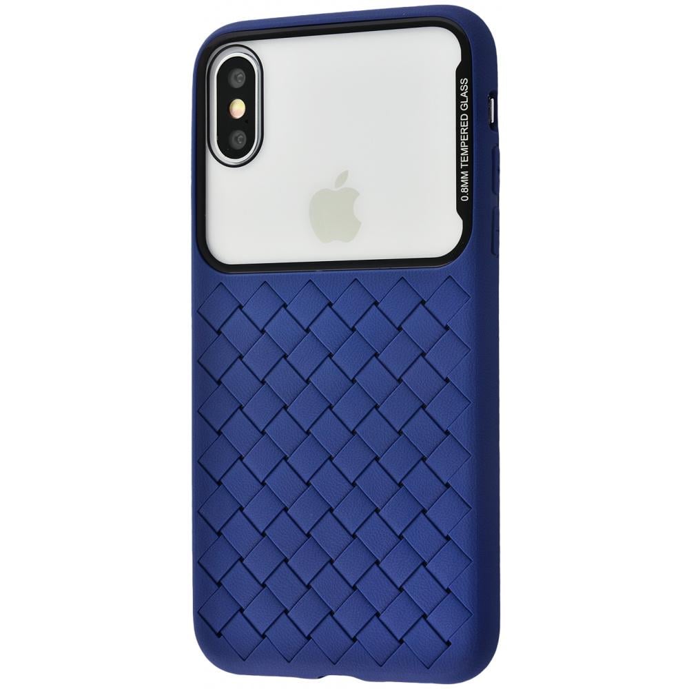 Чохол BaSEus Glass Weaving case Tempering Glass/TPU для iPhone XS Max Blue