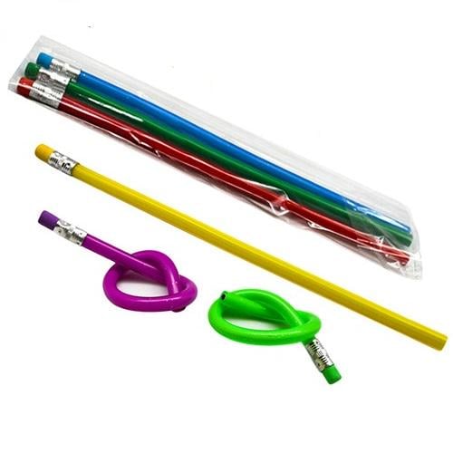 Карандаш графитовый с резинкой Stenson Гибкий неон 30 см в шарике 5 шт. (ST00407)