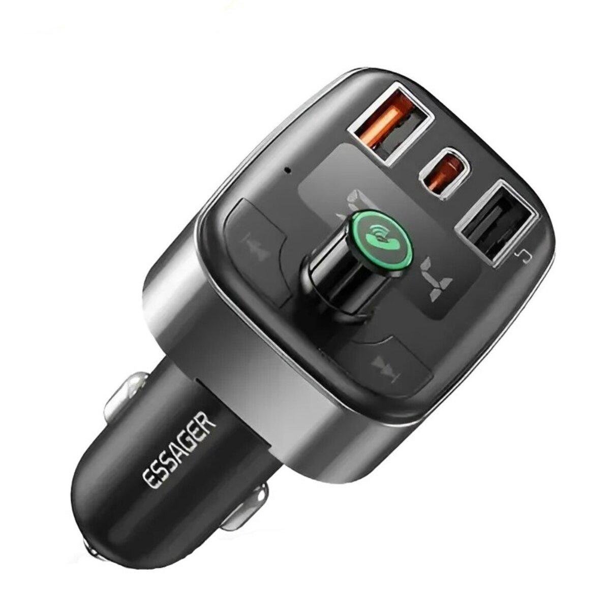 Зарядное устройство в авто Essager ECCFM-LM01 Blue Cat Car FM Bluetooth MP3 Charger 50W Fast Charge Black