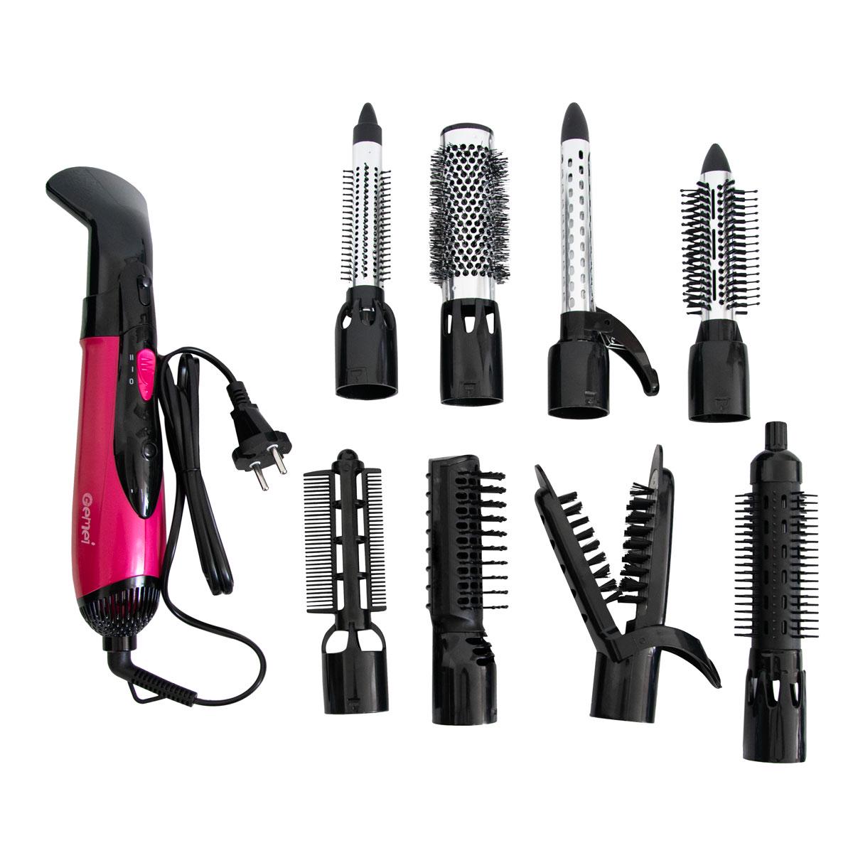 Фен-браш стайлер для волос Gemei GM-4835 9в1 1000 Вт Малиновый (1010124-Crimson)