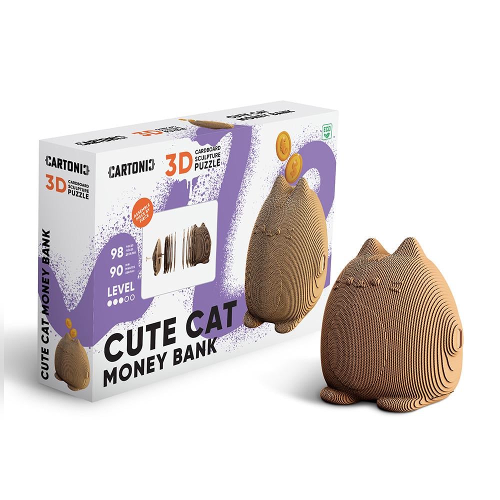 Пазл-конструктор 3D картонный Cartonic 3D Puzzle CUTE CAT MONEY BANK Копилка Кот (33394529)