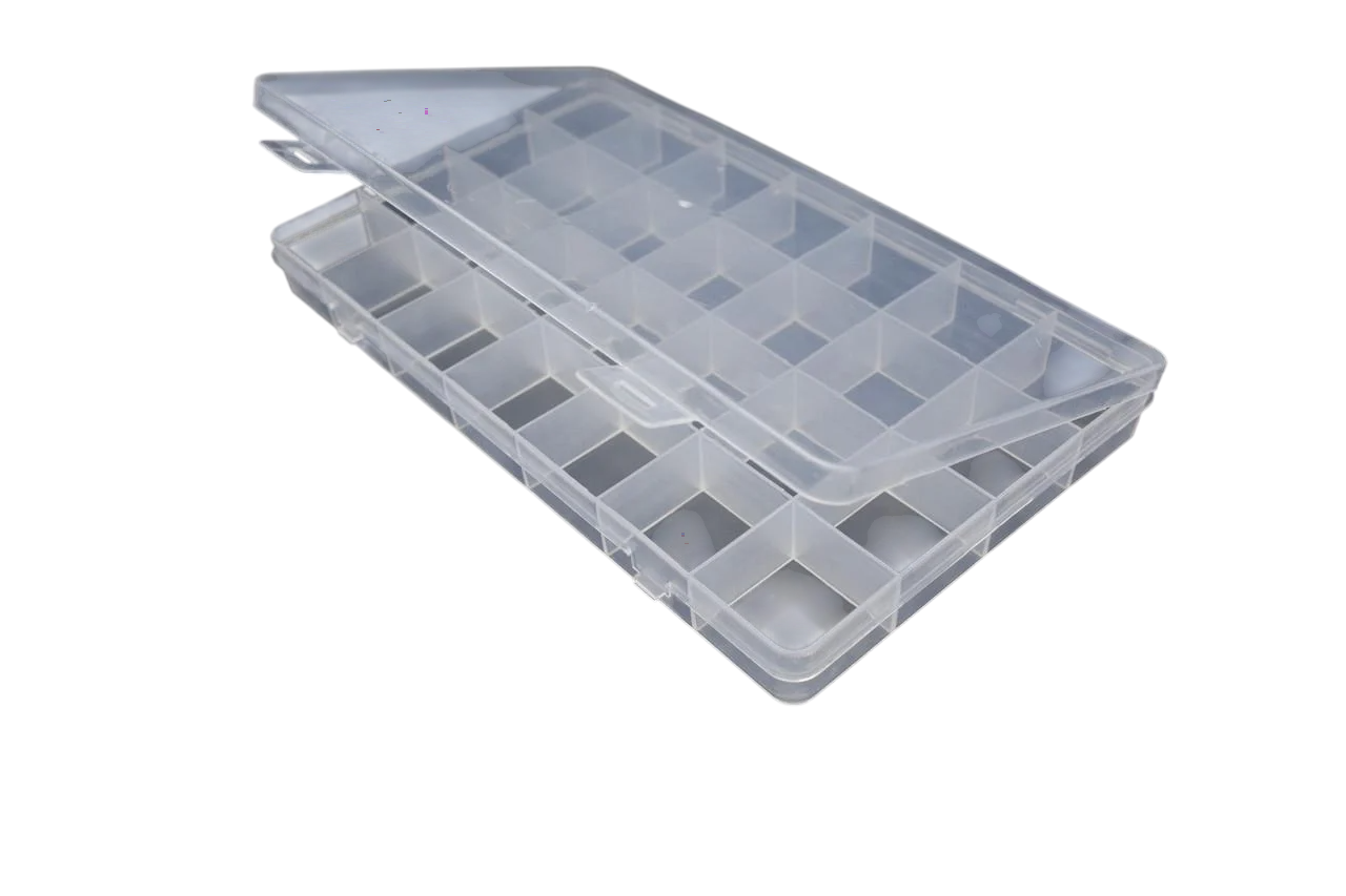 Органайзер пластиковый с откидной крышкой 22,7х13,3х2,2 см Прозрачный (BOX-38)