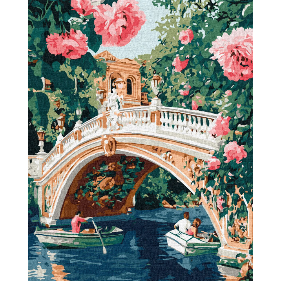 Картина по номерам Ideyka Мост и цветы 40x50 см (KHO3664)