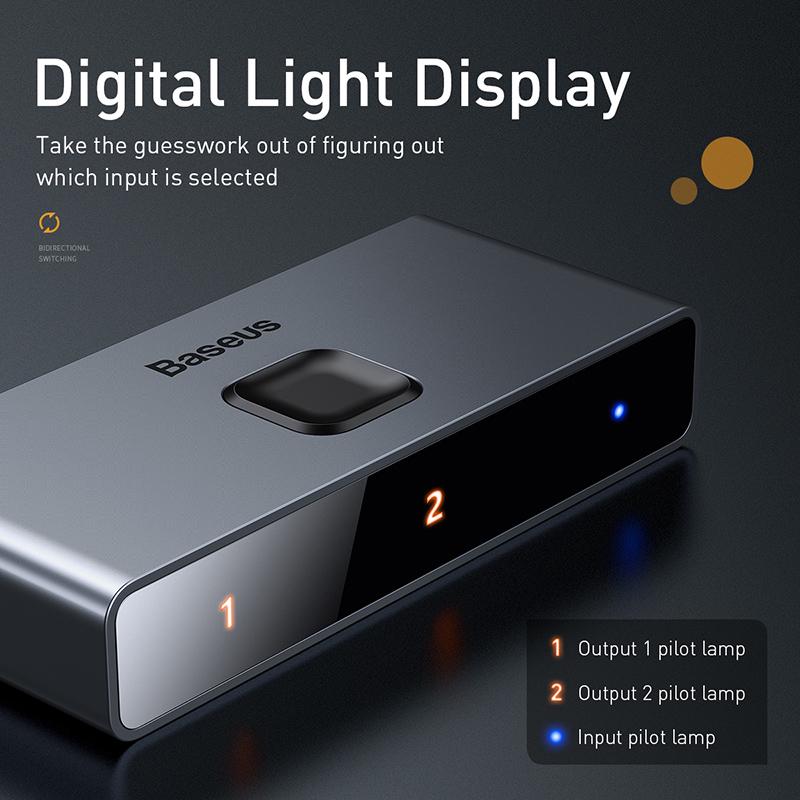 HDMI перемикач Baseus Matrix HDMI Splitter 2-in-1/1-in-2 CAHUB-BC0G Сірий - фото 6
