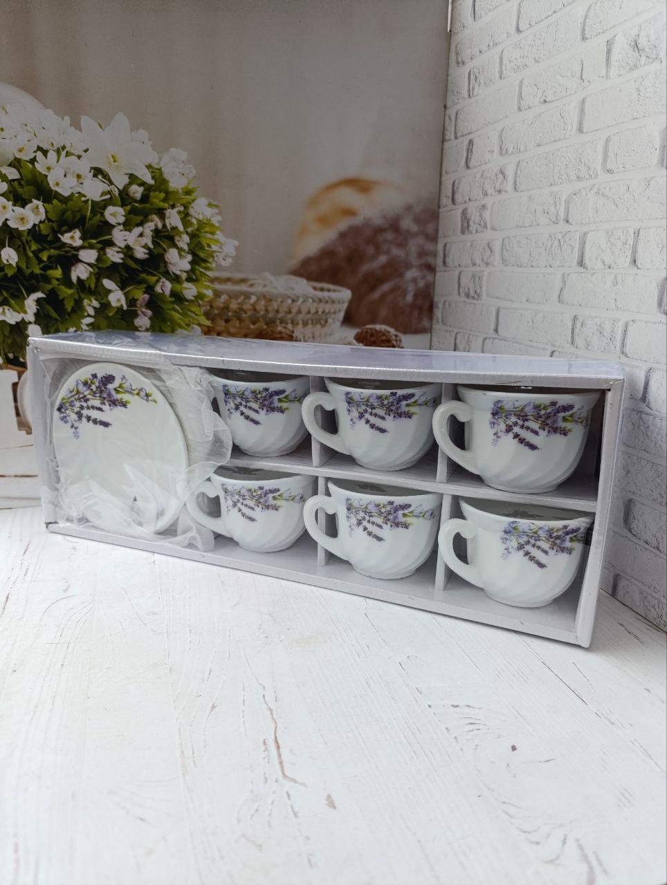 Сервиз чайный SNT Лаванда фарфор 190 мл 12 пр. Белый (15030) - фото 2 Сервиз чайный SNT Лаванда фарфор 190 мл 12 пр. Белый (15030) - фото 2