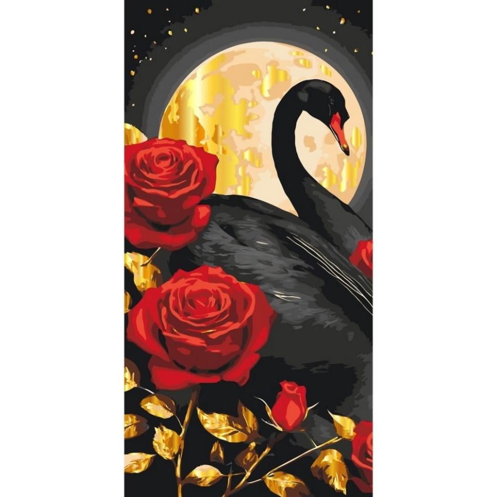 Картина за номерами ART CRAFT Чорний лебідь із металізованими фарбами 40x80 см (11588-AC)