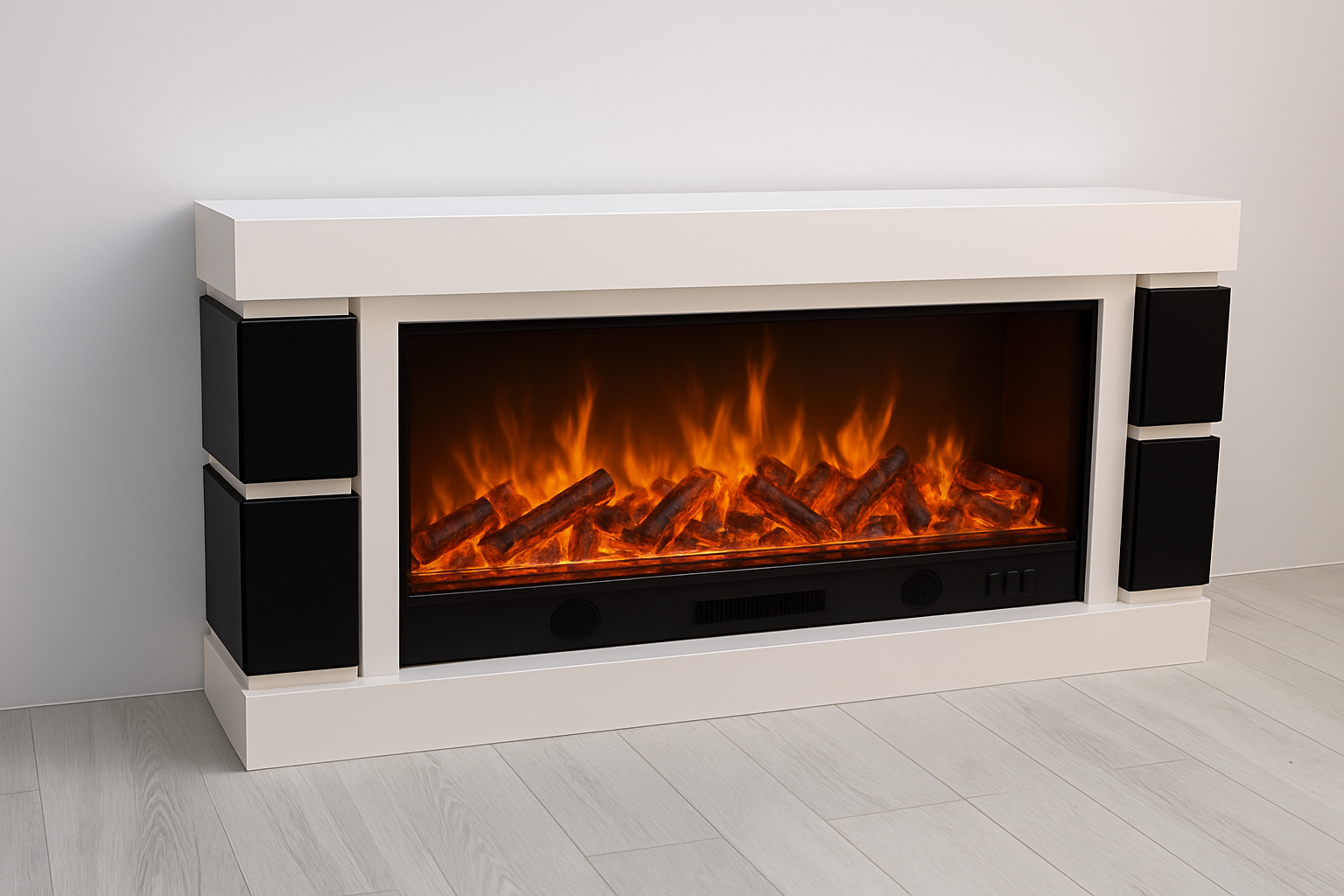 Електричний камін Logos Long 158 1500 Вт Bluetooth звук потріскування дров White/Black (10080146)