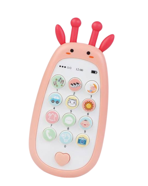 Игрушка-телефон детская развивающая WToys 72161 Жирафка украинская озвучка Розовый (2862619599)