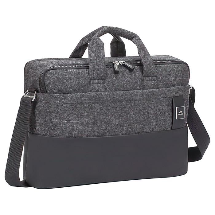 Сумка Rivacase Lantau для ноутбука 15,6" легка та практична блискавка Чорний/Сірий (620201)