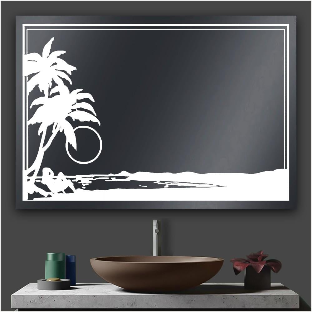 Зеркало Экватор ML-105 с LED подсветкой с рисунком пальмы 60x80 см